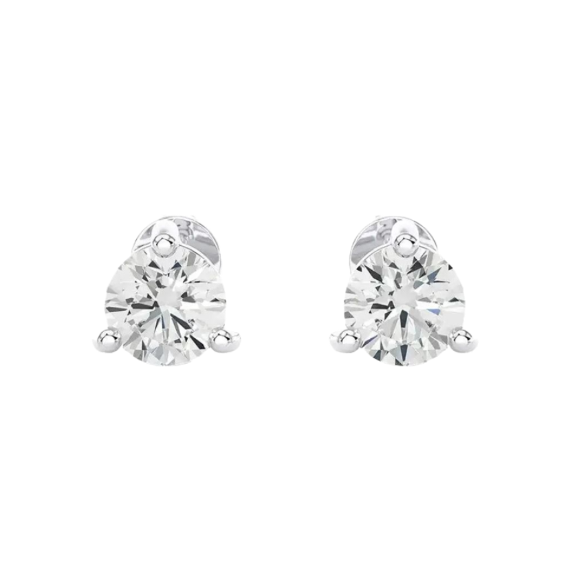 14K WHITE GOLD 3-PRONG LAB DIAMOND STUDS
