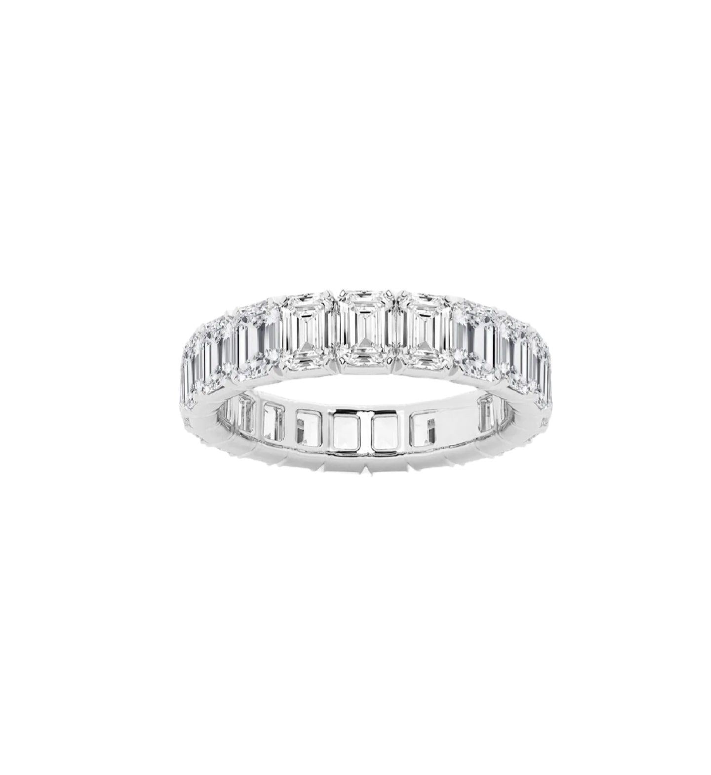 14K WHITE GOLD EMERALD CUT ETERNITY BAND