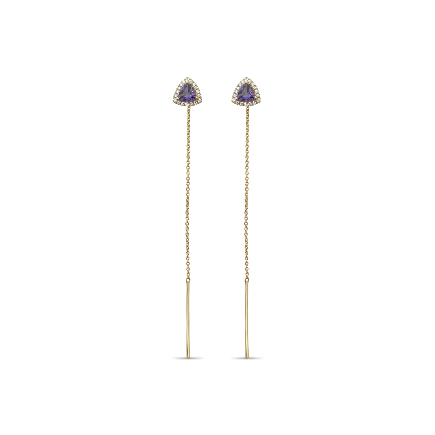 TRILLION THREAD THRU AMETHYST DIA EARRINGS
