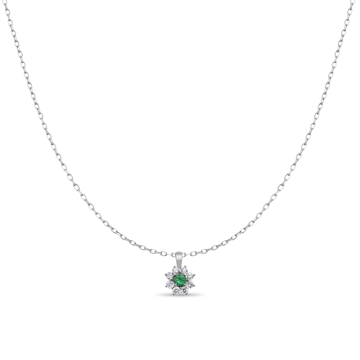 EMERALD AND DIAMOND PENDANT NECKLACE