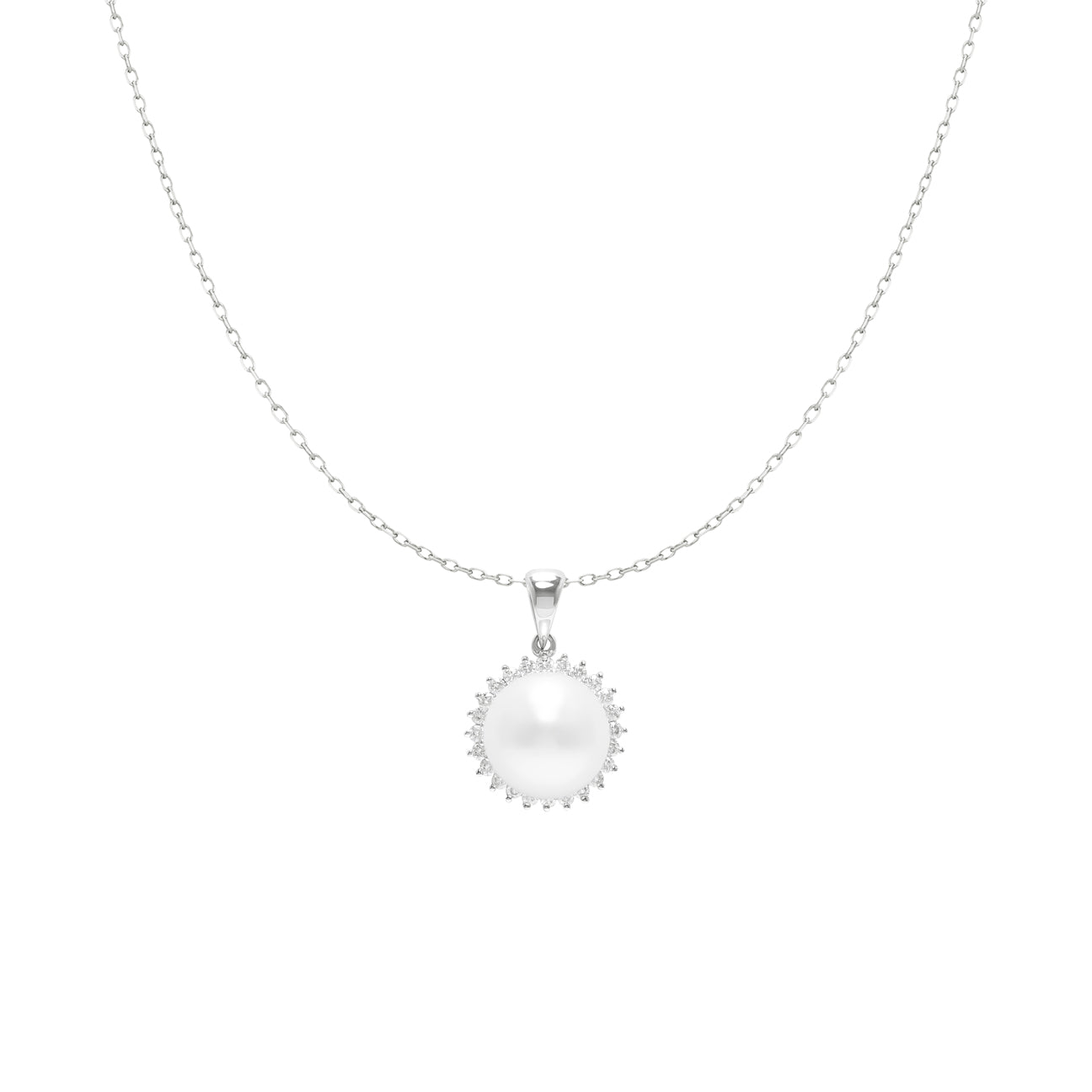 SOUTH SEA WHITE PEARL DIAMOND PENDANT NECKLACE