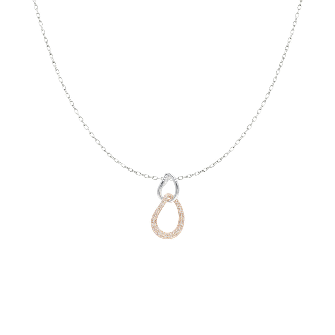 DIAMOND PAVE TWO-TONED GOLD PENDANT NECKLACE