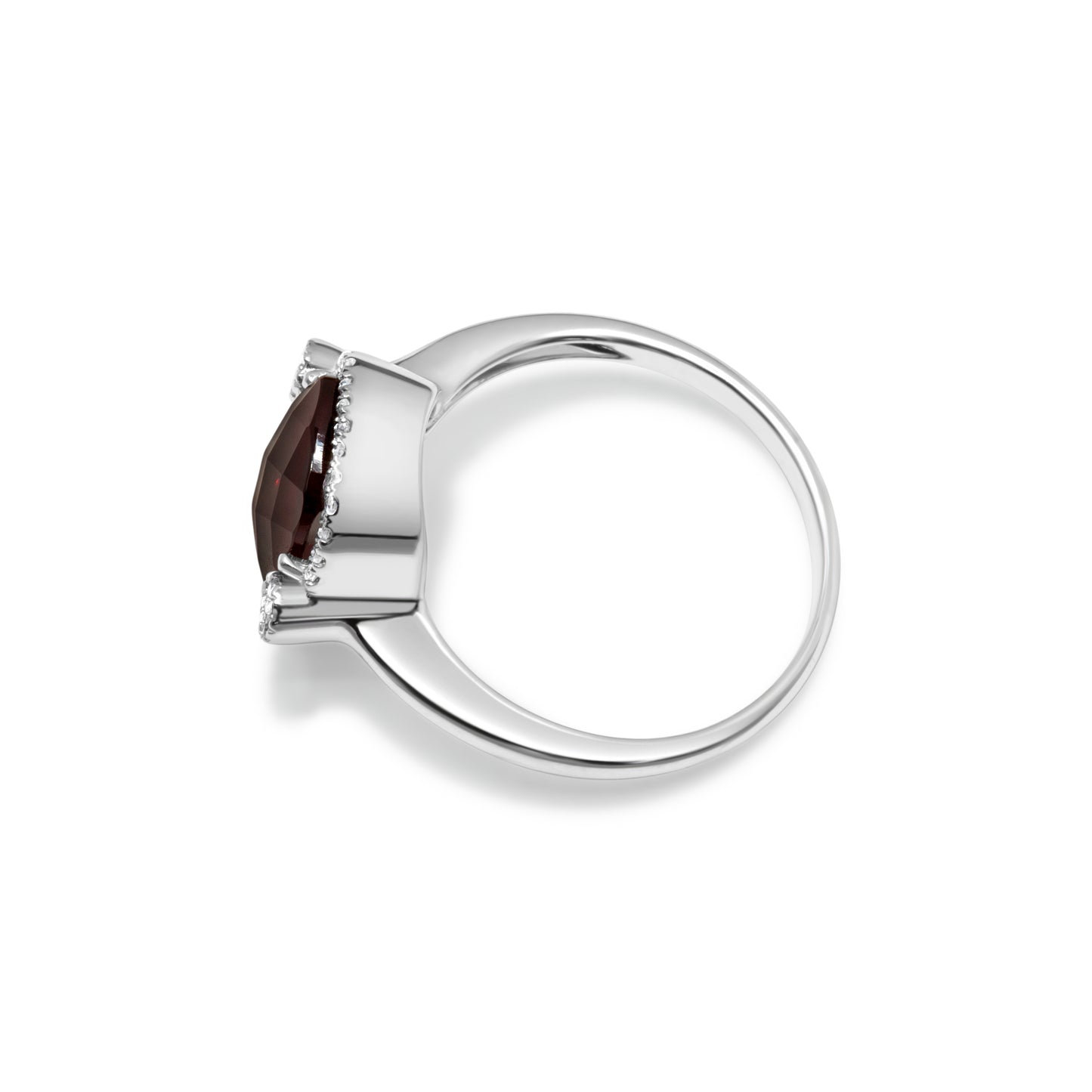 14K WHITE GOLD GARNET DIAMOND RING