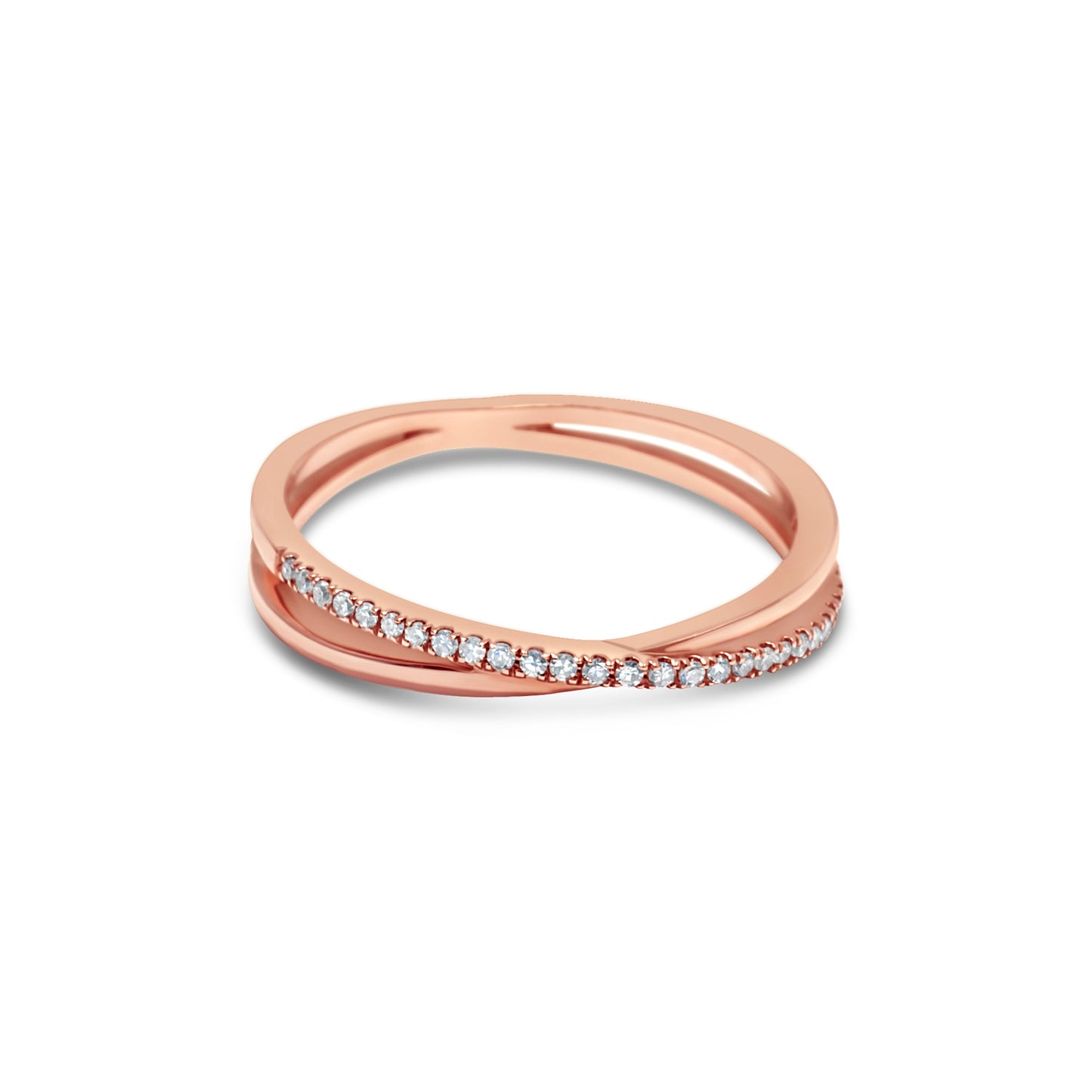 DIAMOND CRISSCROSS STACKING RING ROSE