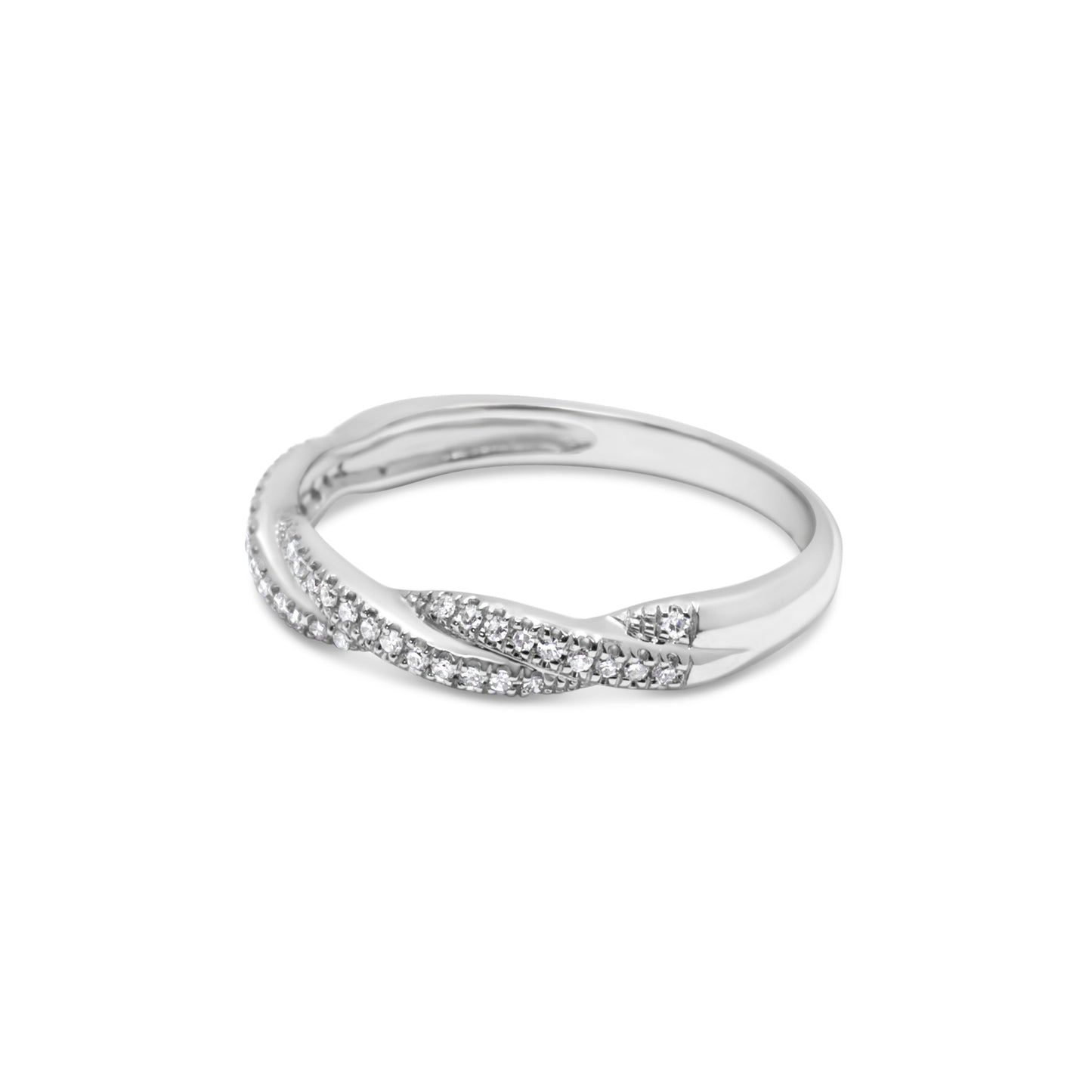 DIAMOND TWIST STACKING RING WHITE GOLD