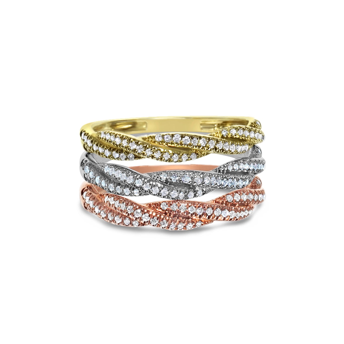 DIAMOND TWIST STACKING RING WHITE GOLD