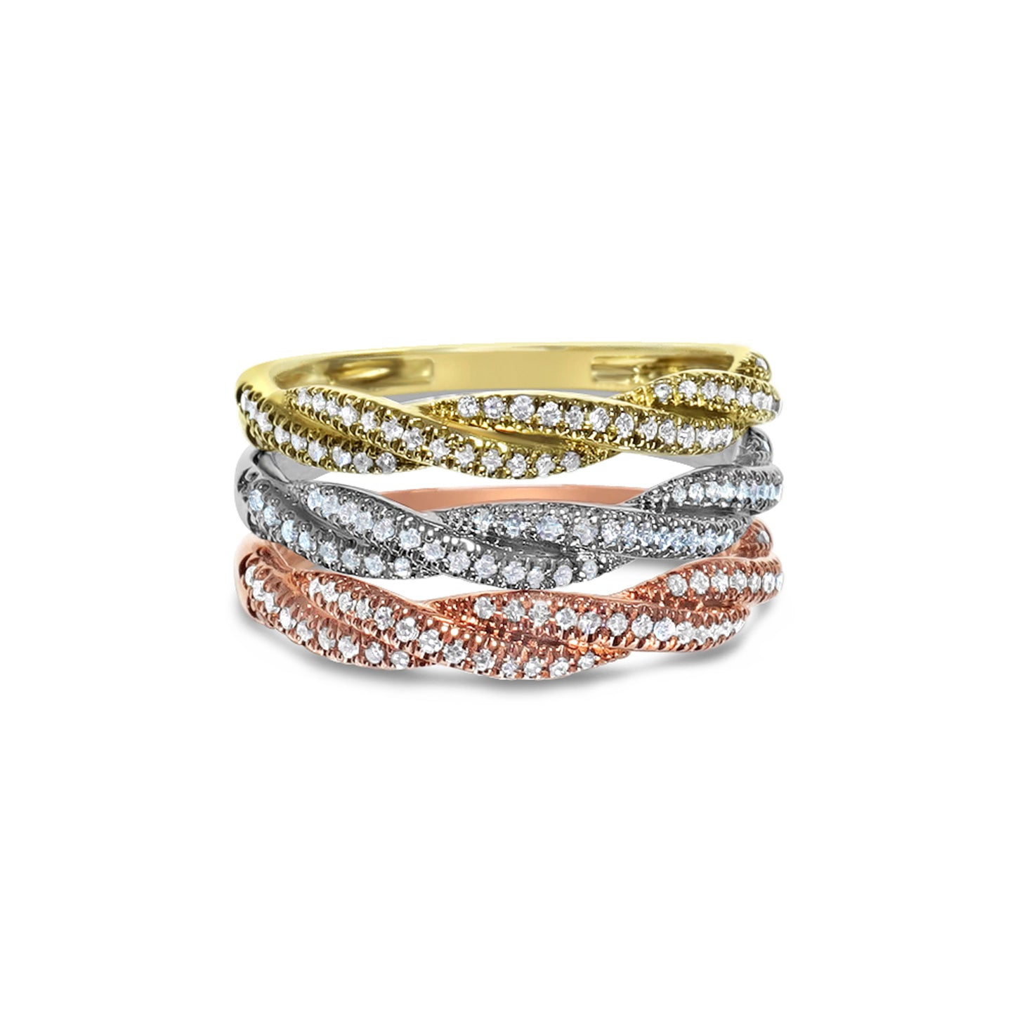 DIAMOND TWIST STACKING RING ROSE GOLD