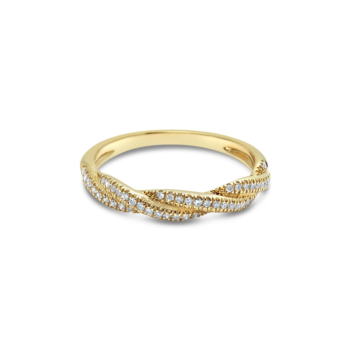 DIAMOND TWIST STACKING RING YELLOW GOLD
