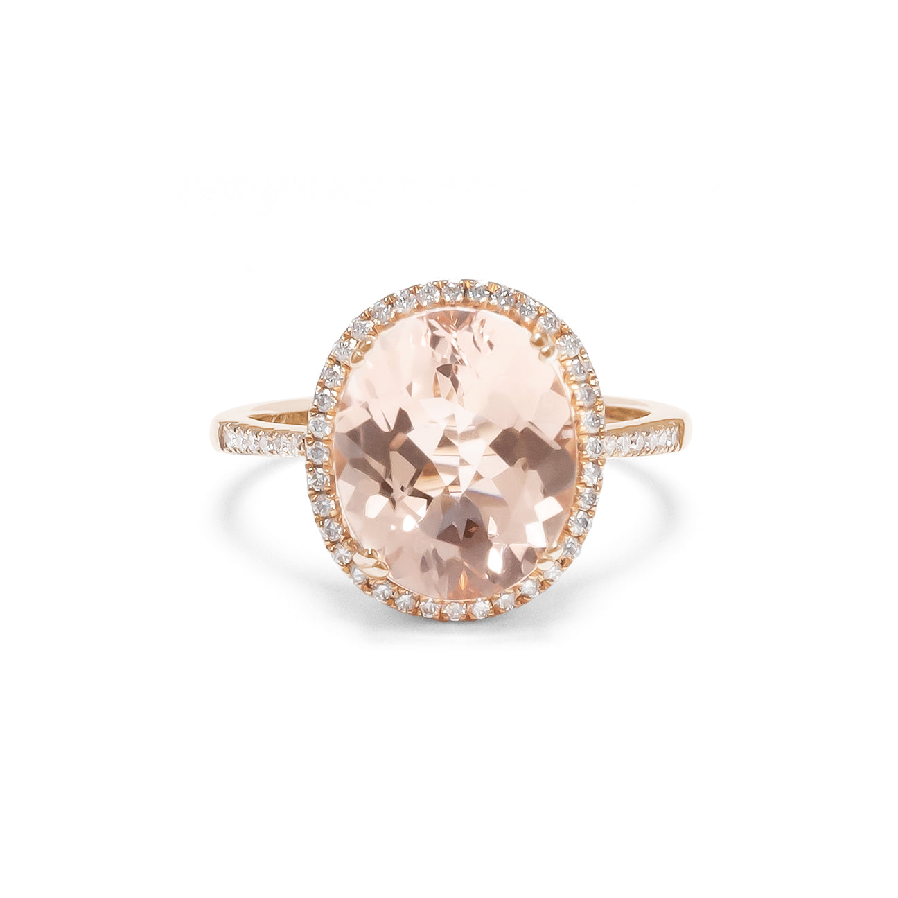 14K ROSE GOLD MORGANITE DIAMOND LARGE OVAL RING