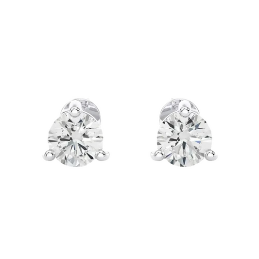 14K WHITE GOLD 3-PRONG LAB DIAMOND STUDS