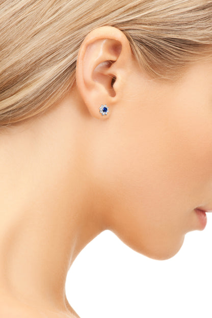 SAPPHIRE CENTER WITH DIAMOND EARRINGS