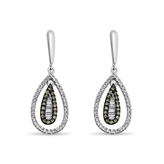 CHAMPAGNE DIAMOND TWO-TONED TEARDROP EARRINGS