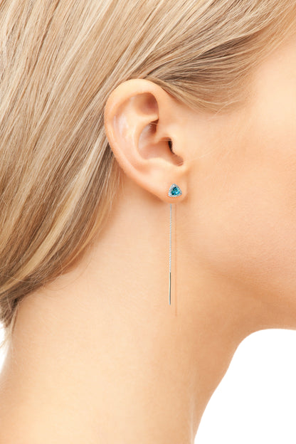 TRILLION THREAD THRU SKY BLUE TOPAZ DIA EARRINGS