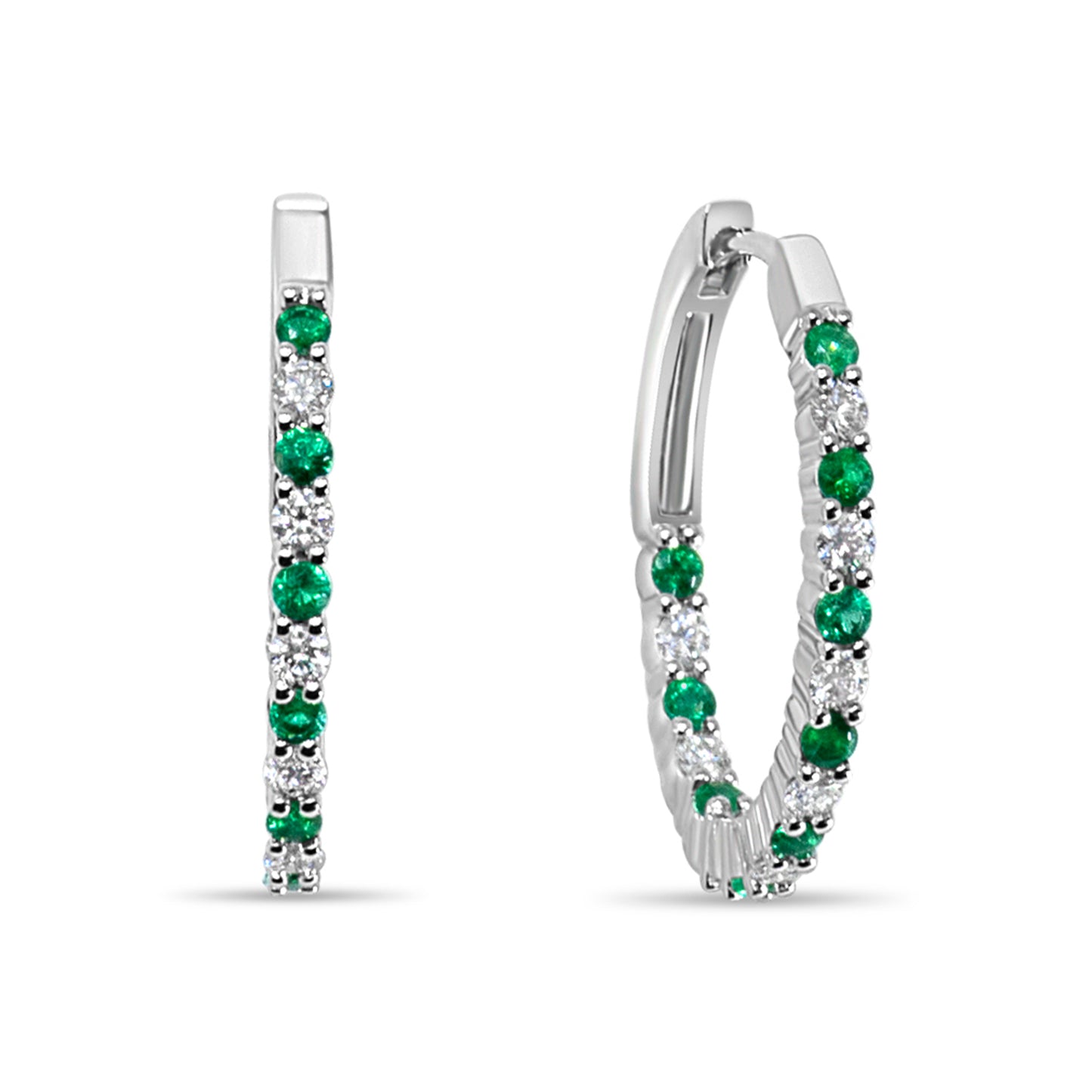 EMERALD DIAMOND HOOP EARRINGS