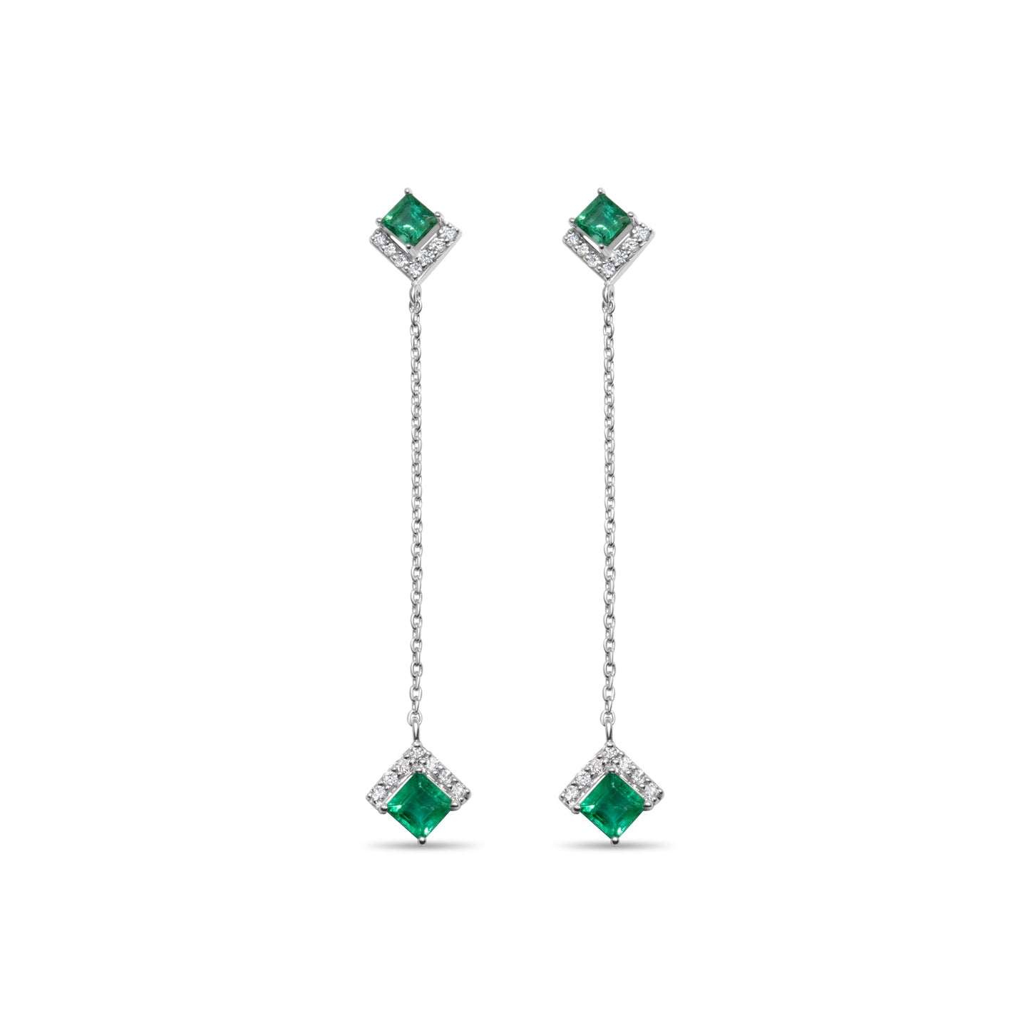 EMERALD DIAMOND DANGLE EARRINGS