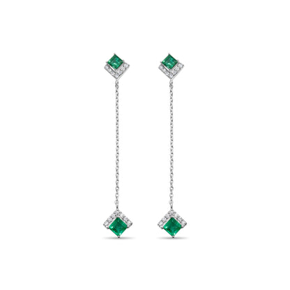 EMERALD DIAMOND DANGLE EARRINGS