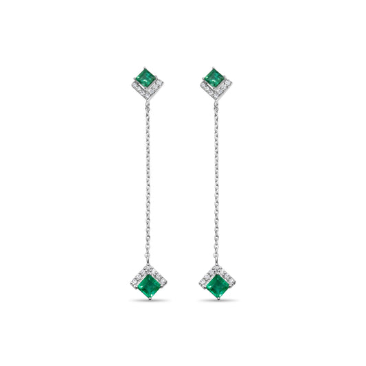 EMERALD DIAMOND DANGLE EARRINGS