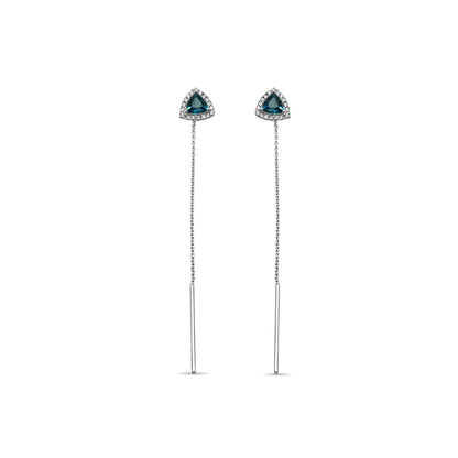 TRILLION THREAD THRU LONDON BLUE TOPAZ DIA EARRINGS