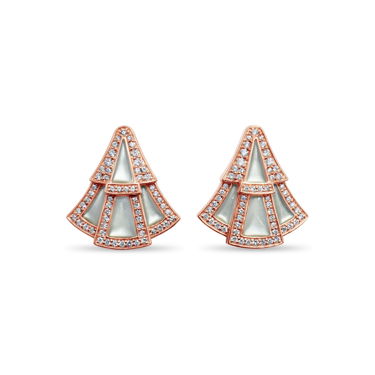 MOTHER OF PEARL DIAMOND FAN EARRINGS