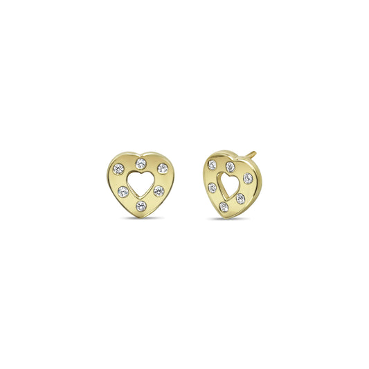 GOLD DIAMOND HEART EARRINGS