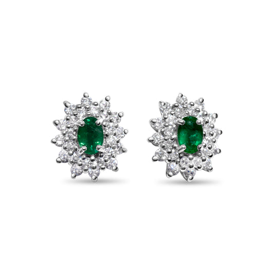 EMERALD DIAMOND RHODIUM EARRINGS