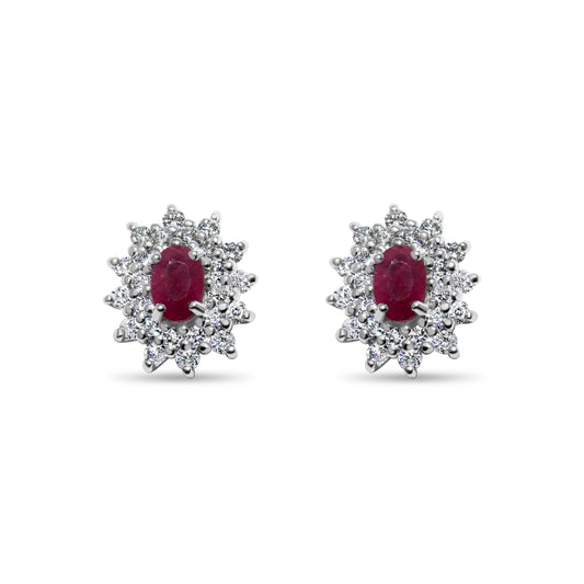 RUBY DIAMOND RHODIUM EARRINGS