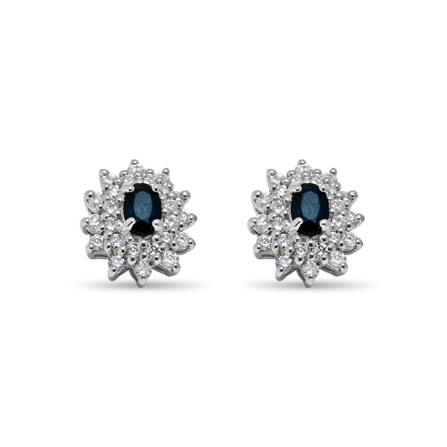 SAPPHIRE DIAMOND RHODIUM EARRINGS