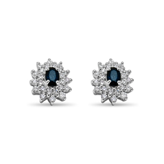 SAPPHIRE DIAMOND RHODIUM EARRINGS