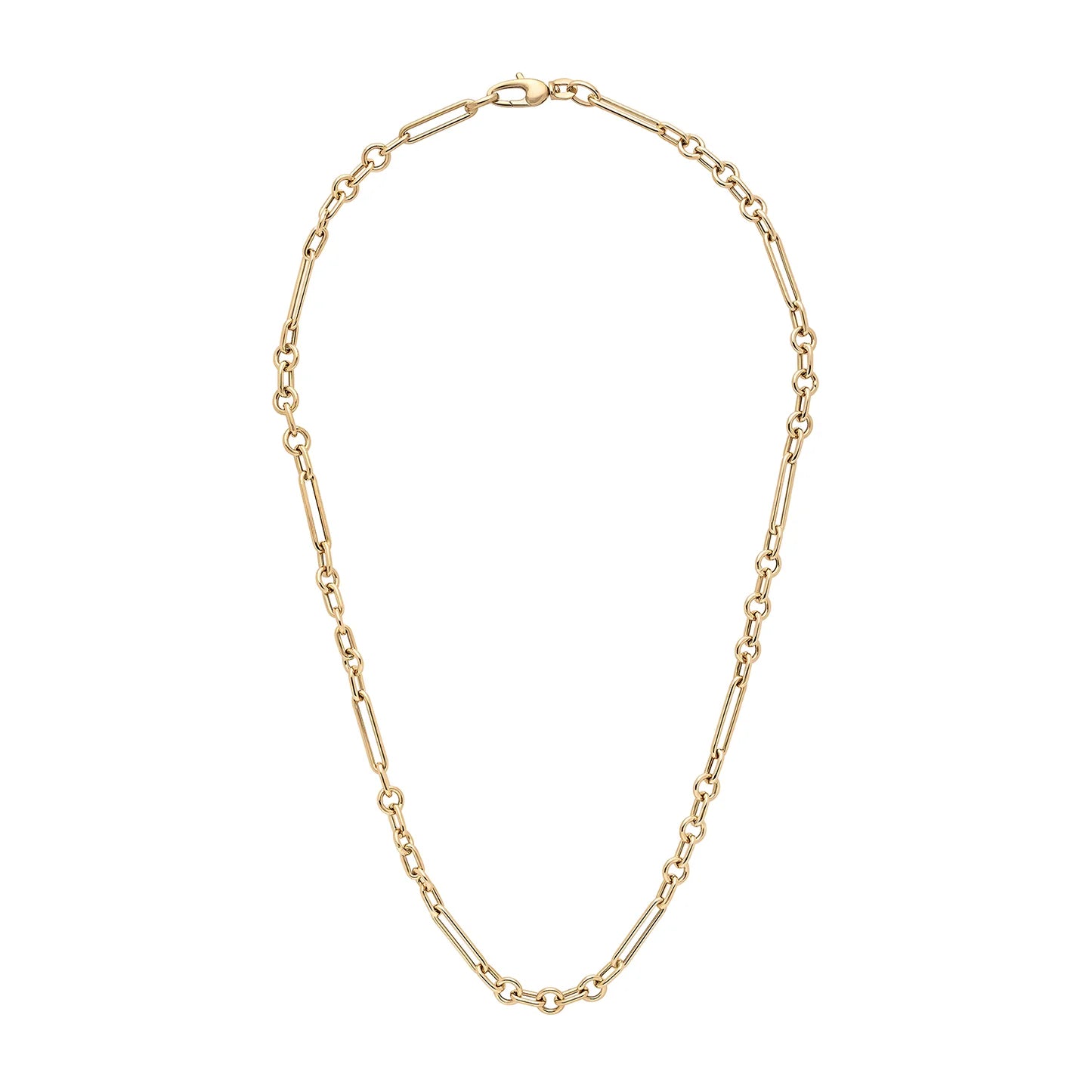 14K YELLOW GOLD MIXED PAPERCLIP CHAIN