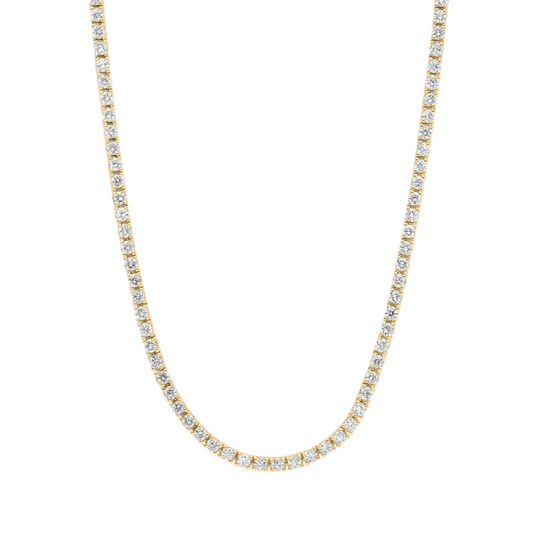 18K YELLOW GOLD DIAMOND TENNIS NECKLACE