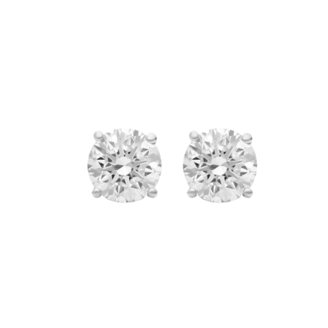 14K WHITE GOLD 4-PRONG LAB DIAMOND STUDS