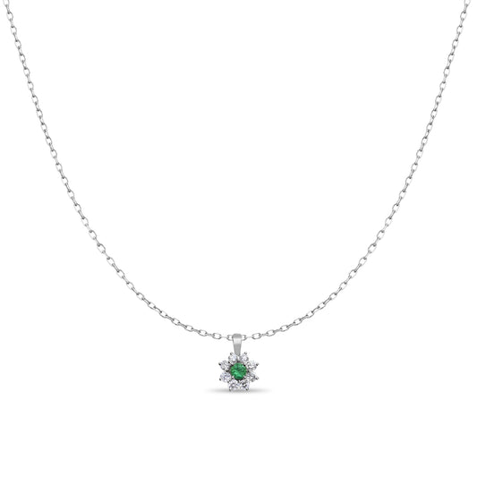 EMERALD AND DIAMOND PENDANT NECKLACE