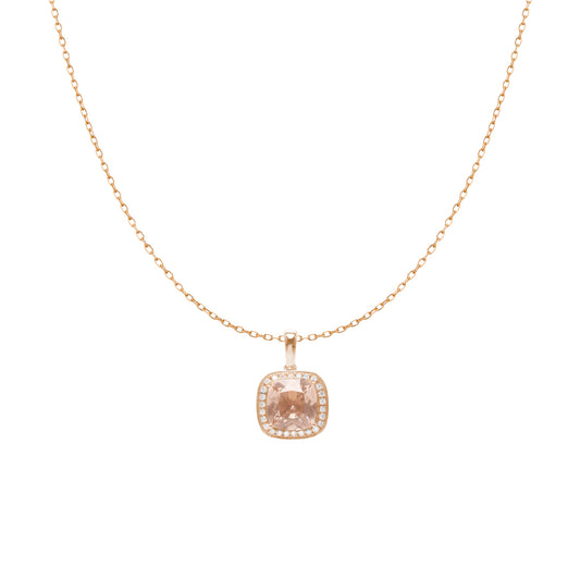 MORGANITE DIAMOND CUSHION PENDANT NECKLACE