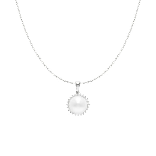 SOUTH SEA WHITE PEARL DIAMOND PENDANT NECKLACE