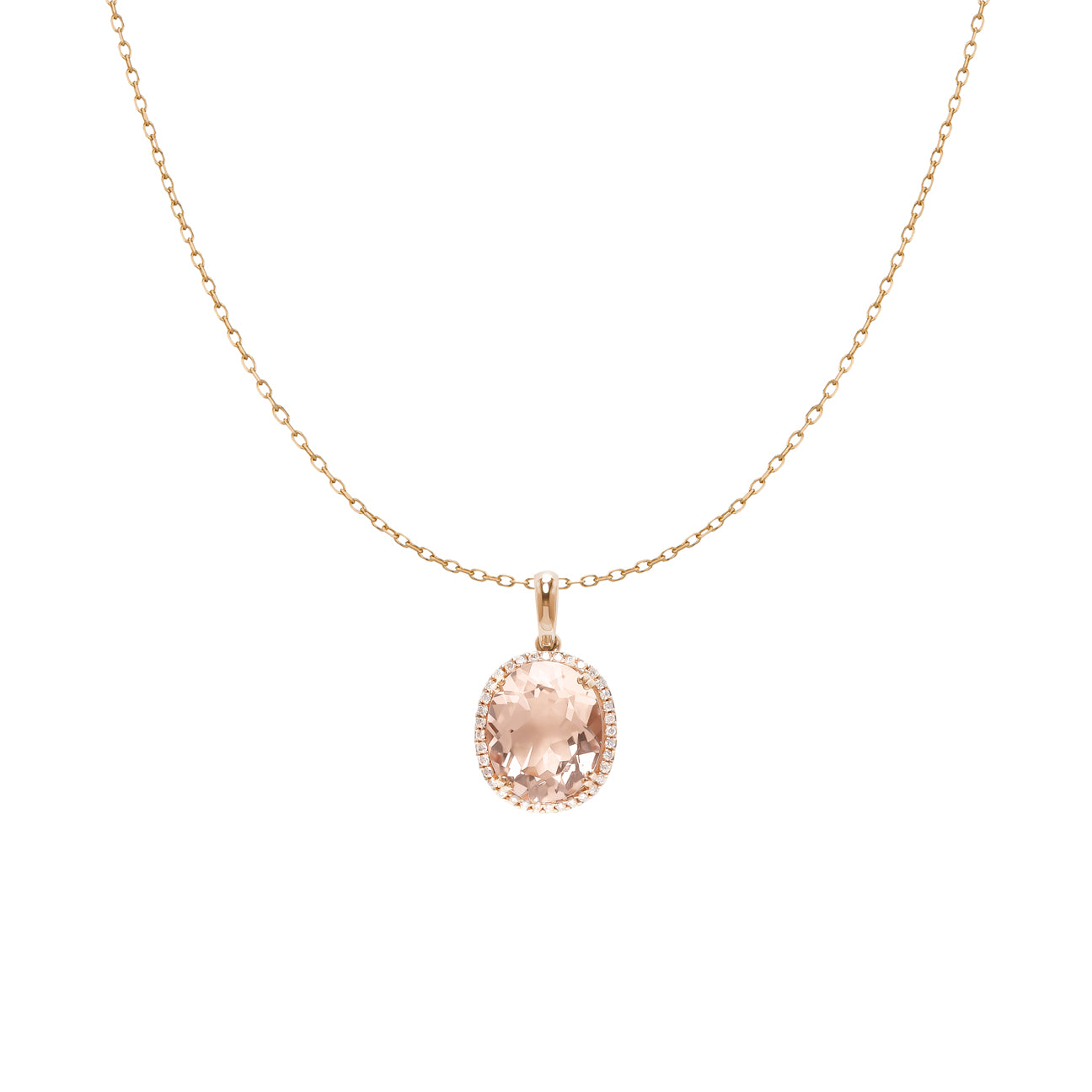 MORGANITE DIAMOND LARGE OVAL PENDANT NECKLACE