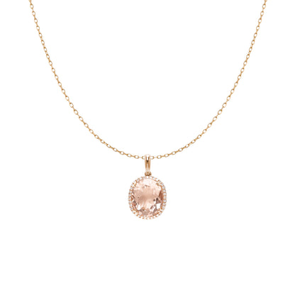 MORGANITE DIAMOND LARGE OVAL PENDANT NECKLACE