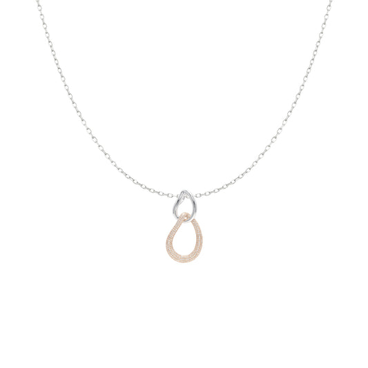 DIAMOND PAVE TWO-TONED GOLD PENDANT NECKLACE