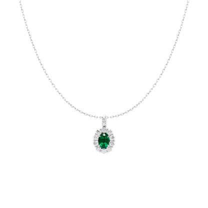 EMERALD AND DIAMOND PENDANT NECKLACE