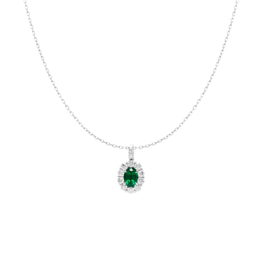 EMERALD AND DIAMOND PENDANT NECKLACE