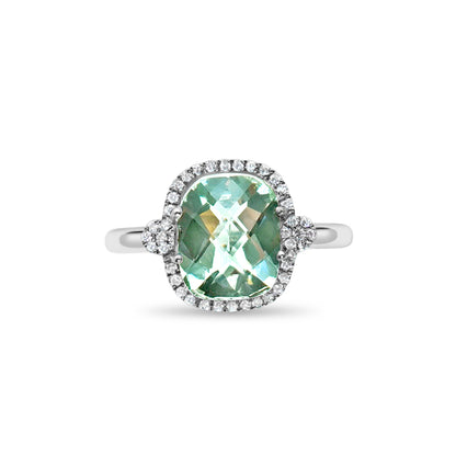 GREEN AMETHYST DIAMOND RING