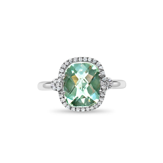 GREEN AMETHYST DIAMOND RING