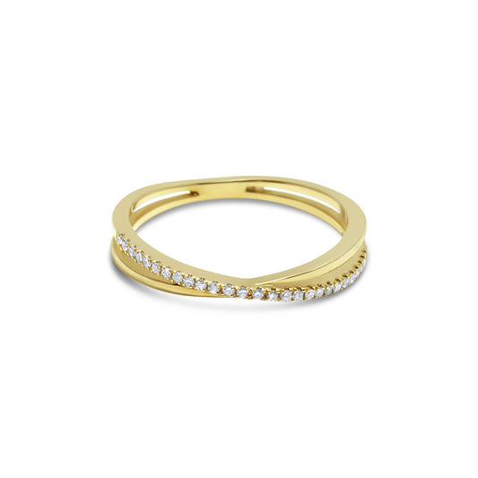 DIAMOND CRISSCROSS STACKING RING YELLOW