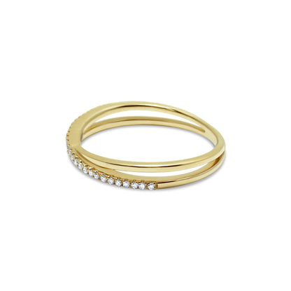 DIAMOND CRISSCROSS STACKING RING YELLOW GOLD