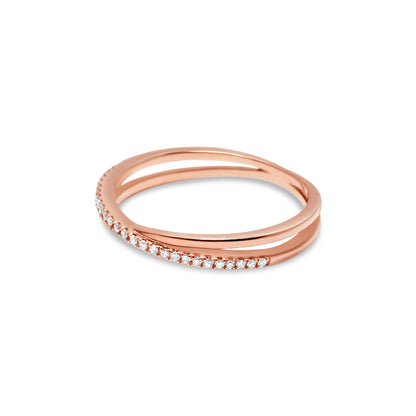 DIAMOND CRISSCROSS STACKING RING ROSE