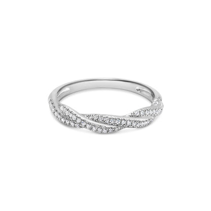 DIAMOND TWIST STACKING RING WHITE GOLD