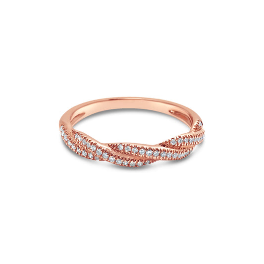 DIAMOND TWIST STACKING RING ROSE GOLD