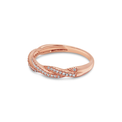 DIAMOND TWIST STACKING RING ROSE GOLD