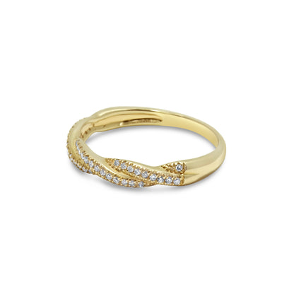 DIAMOND TWIST STACKING RING YELLOW GOLD