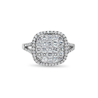 14KWG DIAMOND CUSHION RING