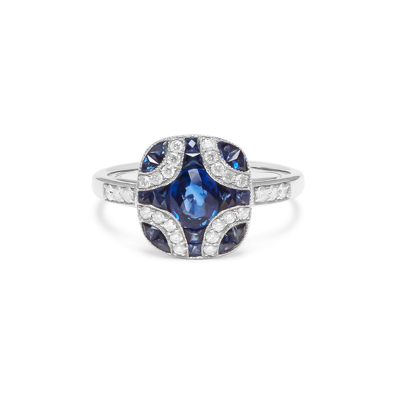 SAPPHIRE DIAMOND ART DECO RING